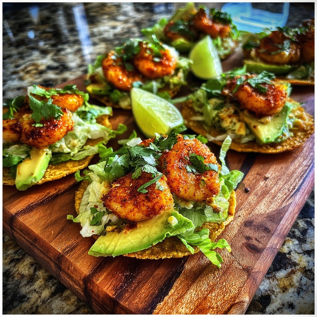 Knusprige Garnelen Tostadas mit Limette