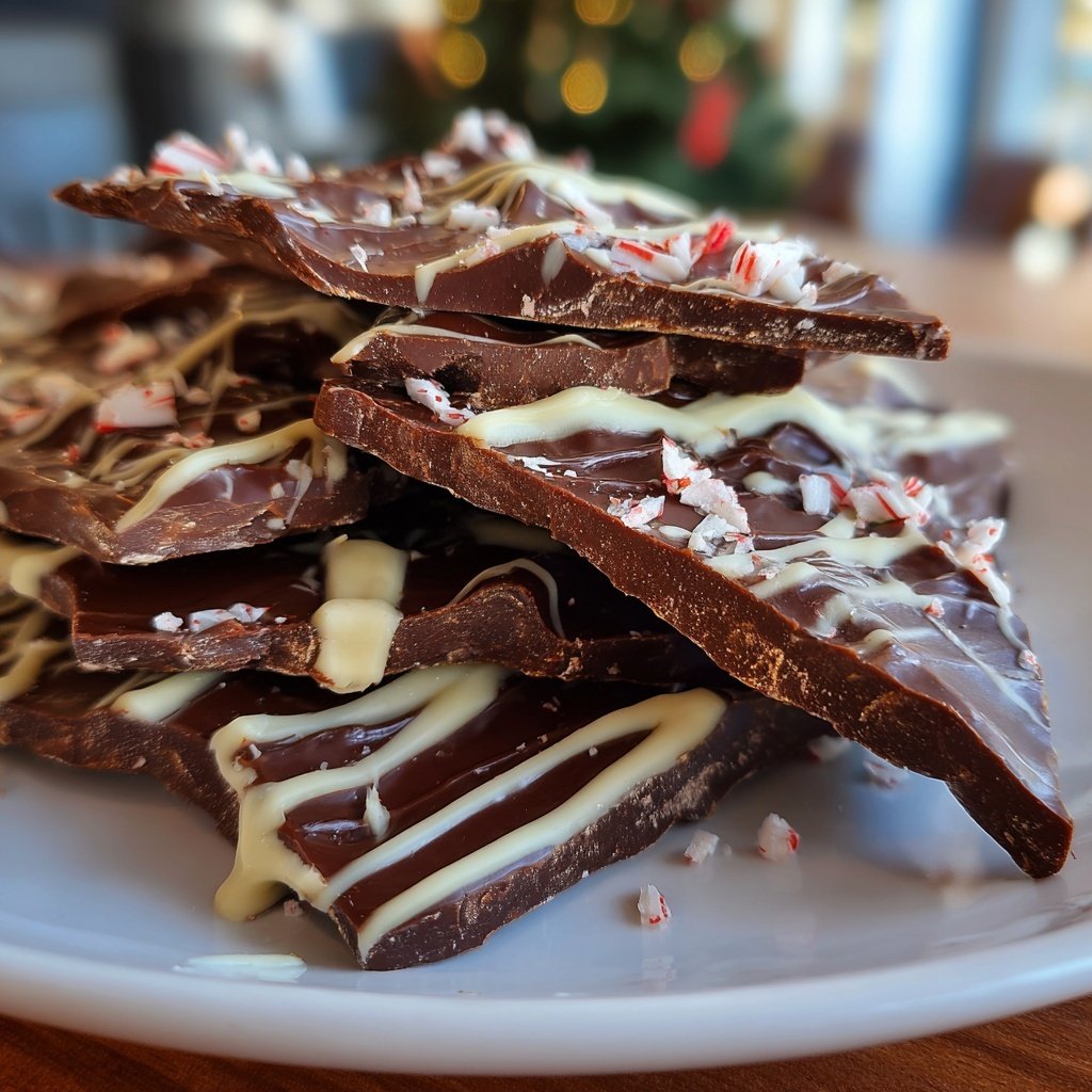 Pfefferminz Bark mit dunkler Schokolade