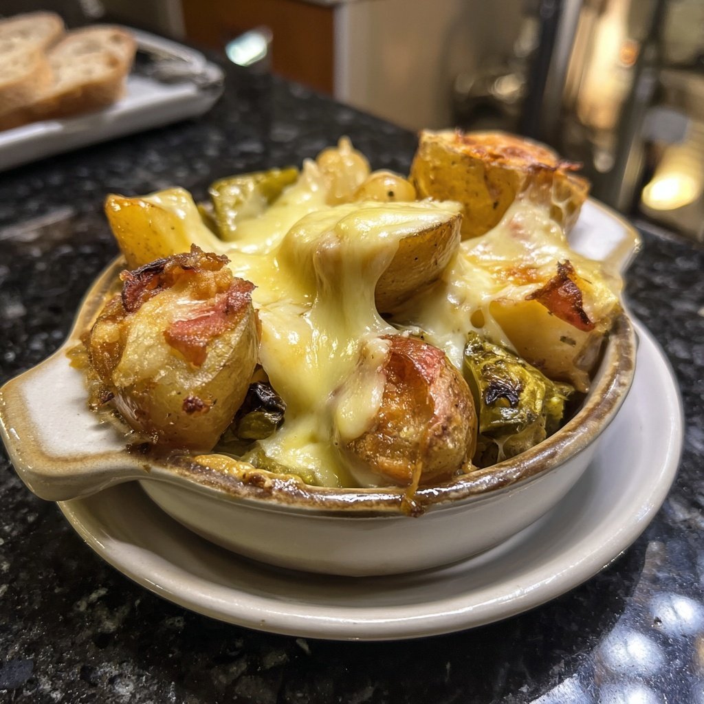 Klassisches Raclette mit Kartoffeln, Raclettekäse und Mixed Pickles​