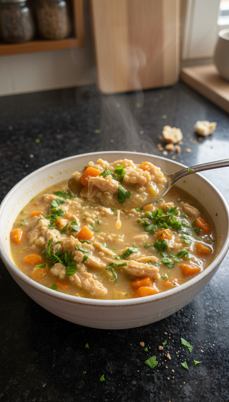 Kräuter Hähnchen Quinoa Suppe