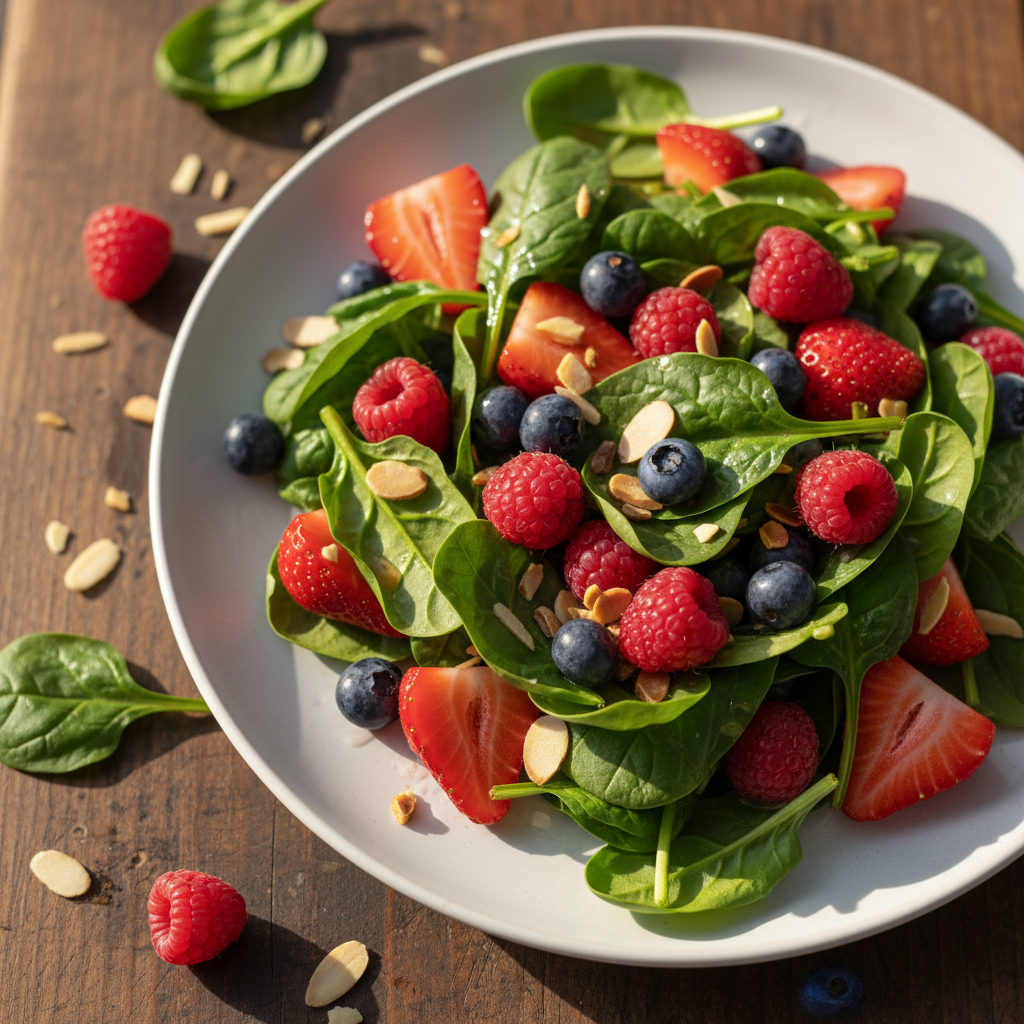 Frischer Spinat Beeren Salat