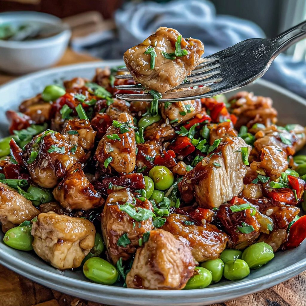 Hähnchen Stir Fry Edamame