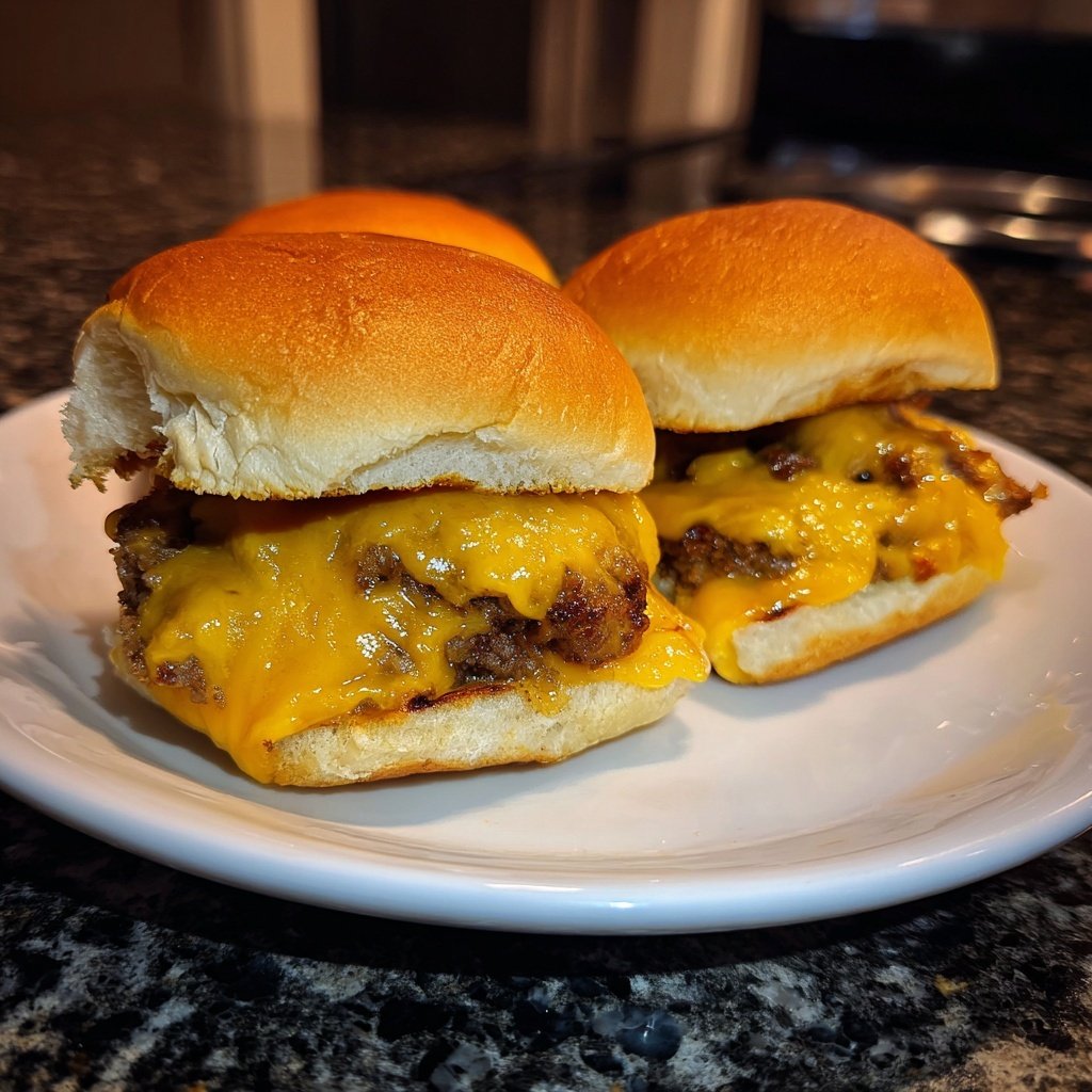 Klassische Cheeseburger Slider Duo