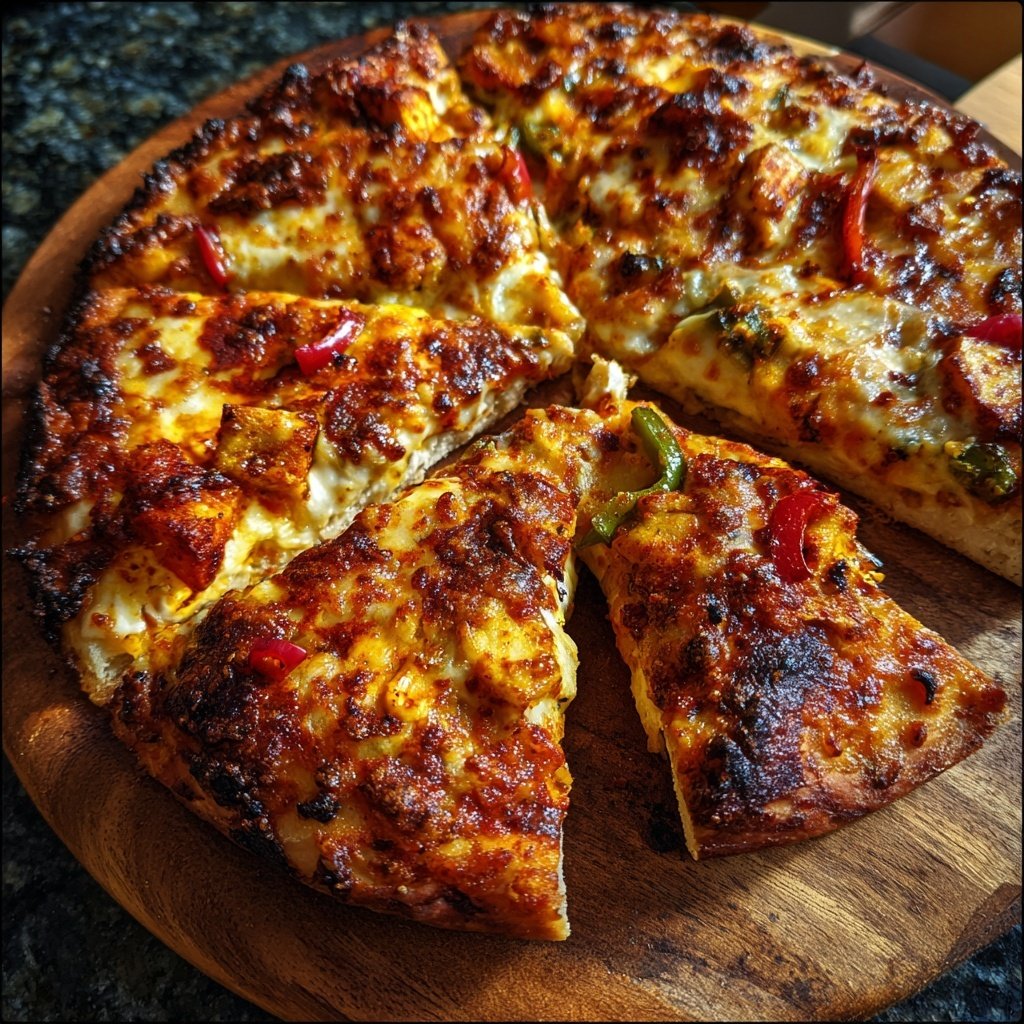 Indische Pizza mit Paneer Käse