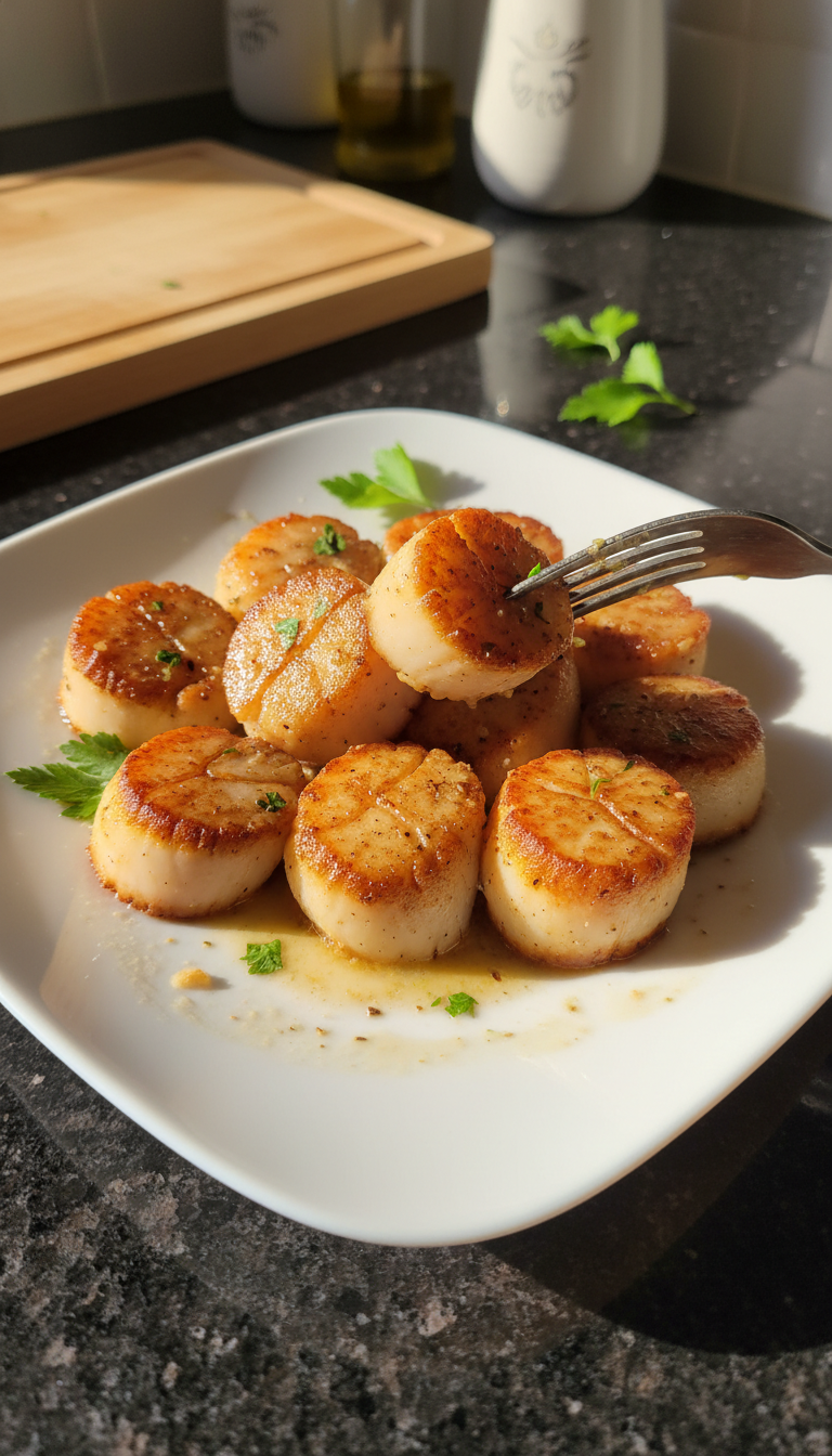 In Wein Sauce Gebratene Jakobsmuscheln​