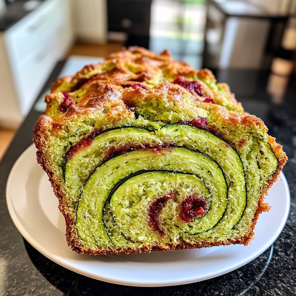 Zucchini Himbeer Wirbel Brot