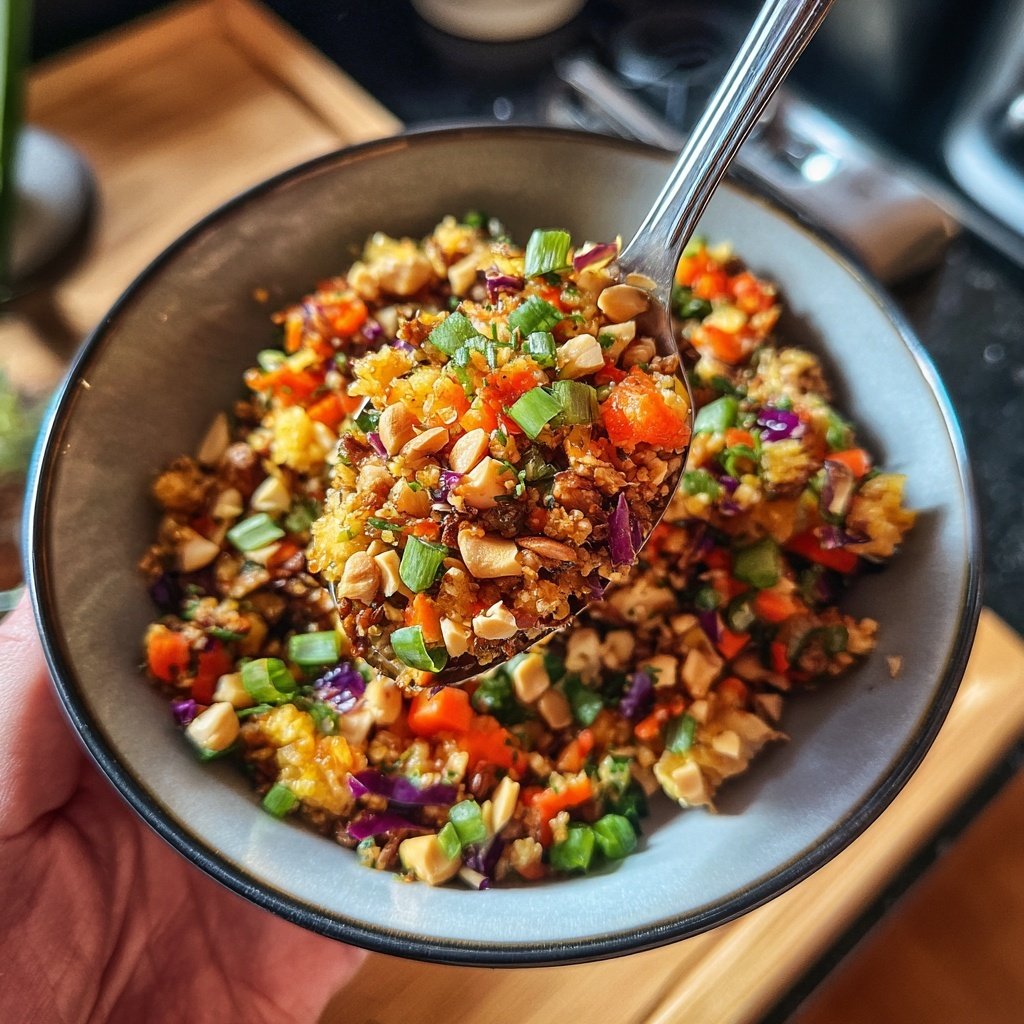Frühjahrsrolle Bowl mit Erdnusssoße