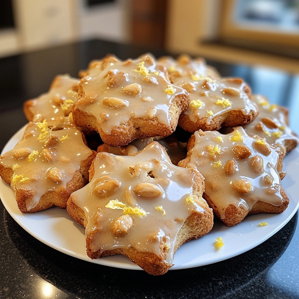 Zimtsterne mit Mandeln und Zitronenguss
