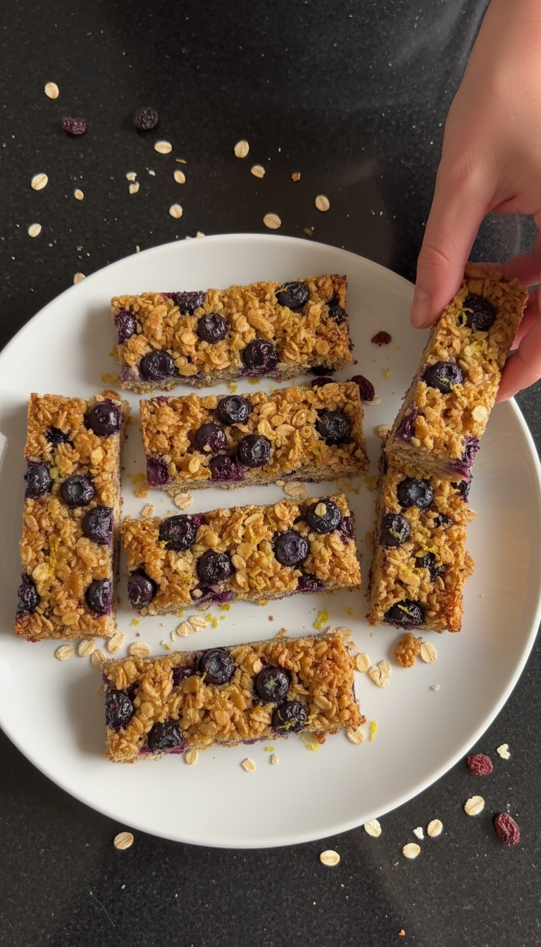 Knusprige Zitronen Heidelbeer Müsliriegel​