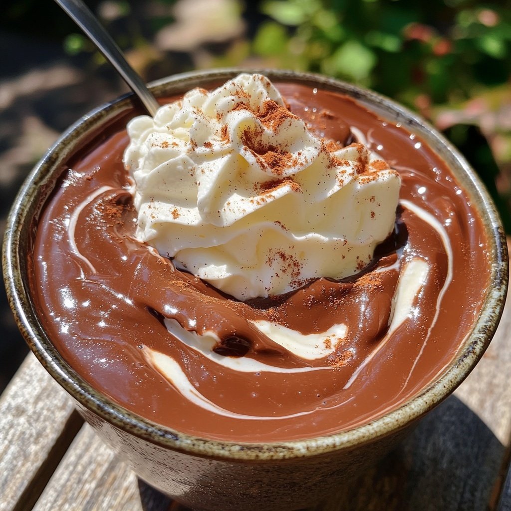 Heiße Schokolade mit Zimt, Vanille und Sahnehaube