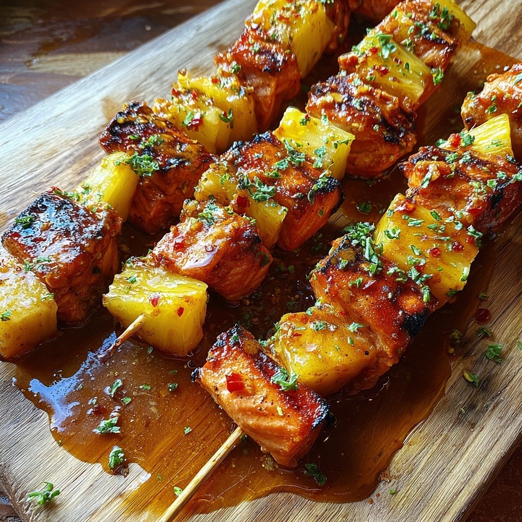 Ananas-Ingwer-Lachs-Spieße