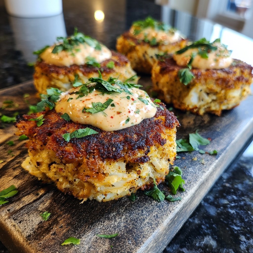 Gebackene Krabbenküchle mit Remoulade