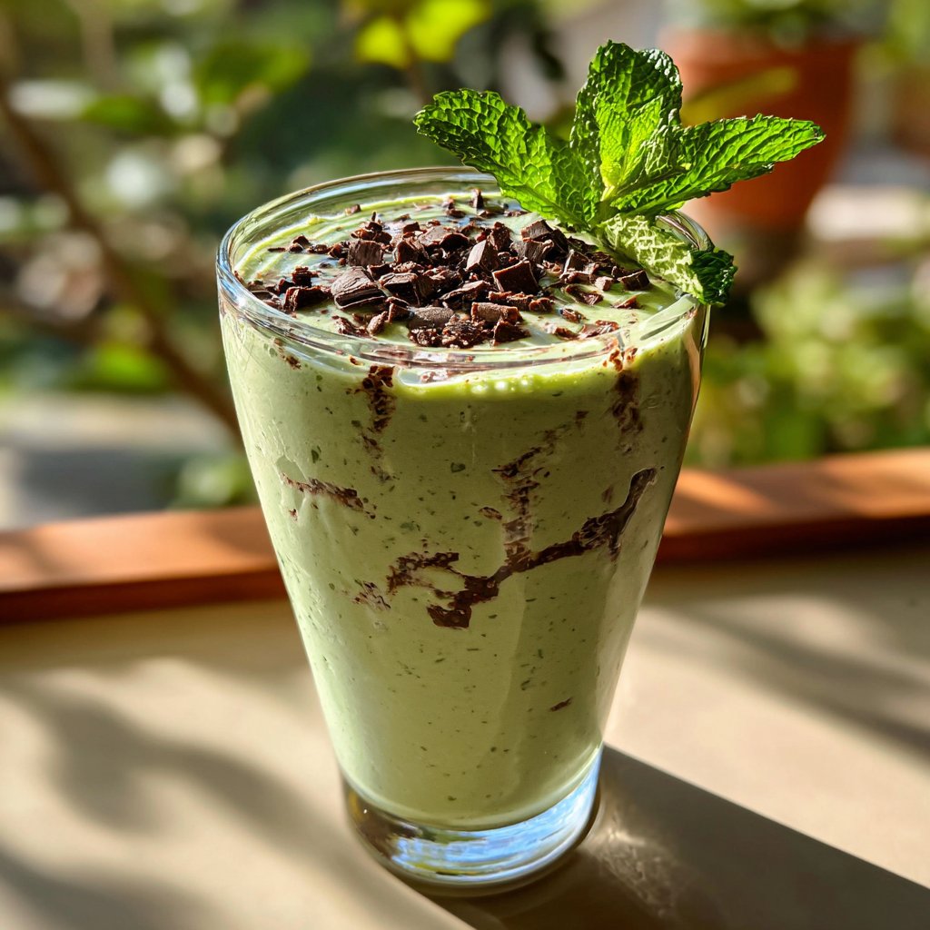 Minz-Schokoladenstückchen-Milchshake