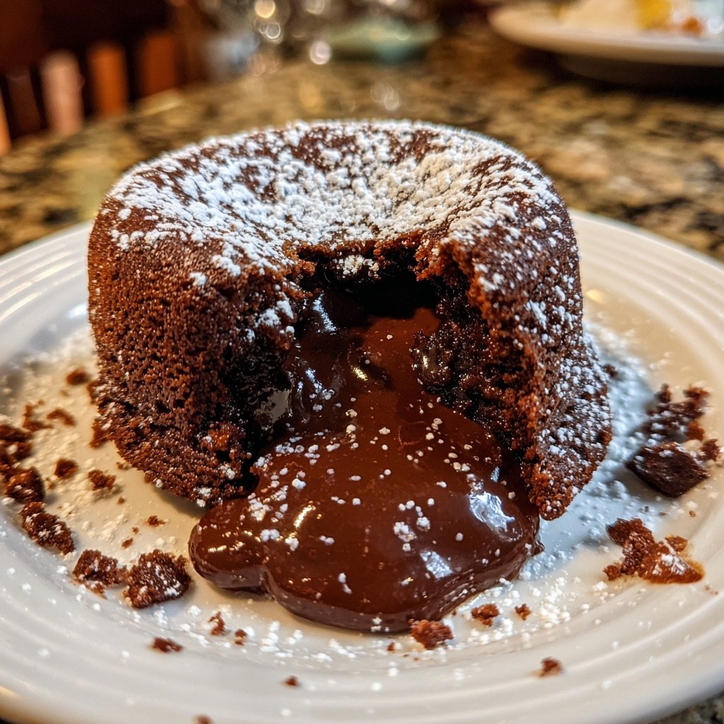 Dunkel Schokoladen-Vanille Molten Cake