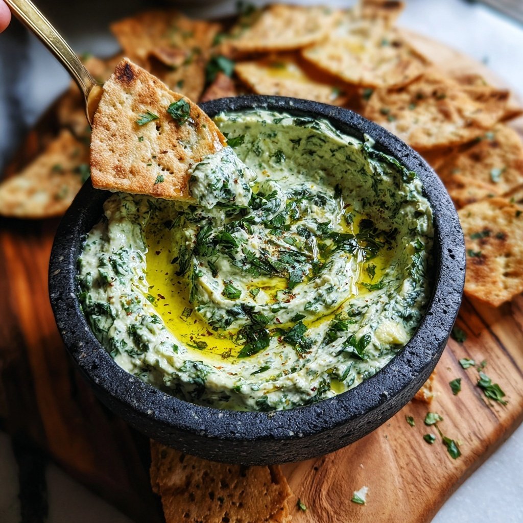 Herzhafter Spinat Joghurt Dip