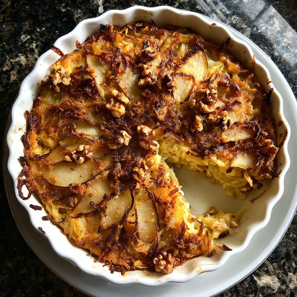 Käsespätzle mit Birnen und Walnüssen