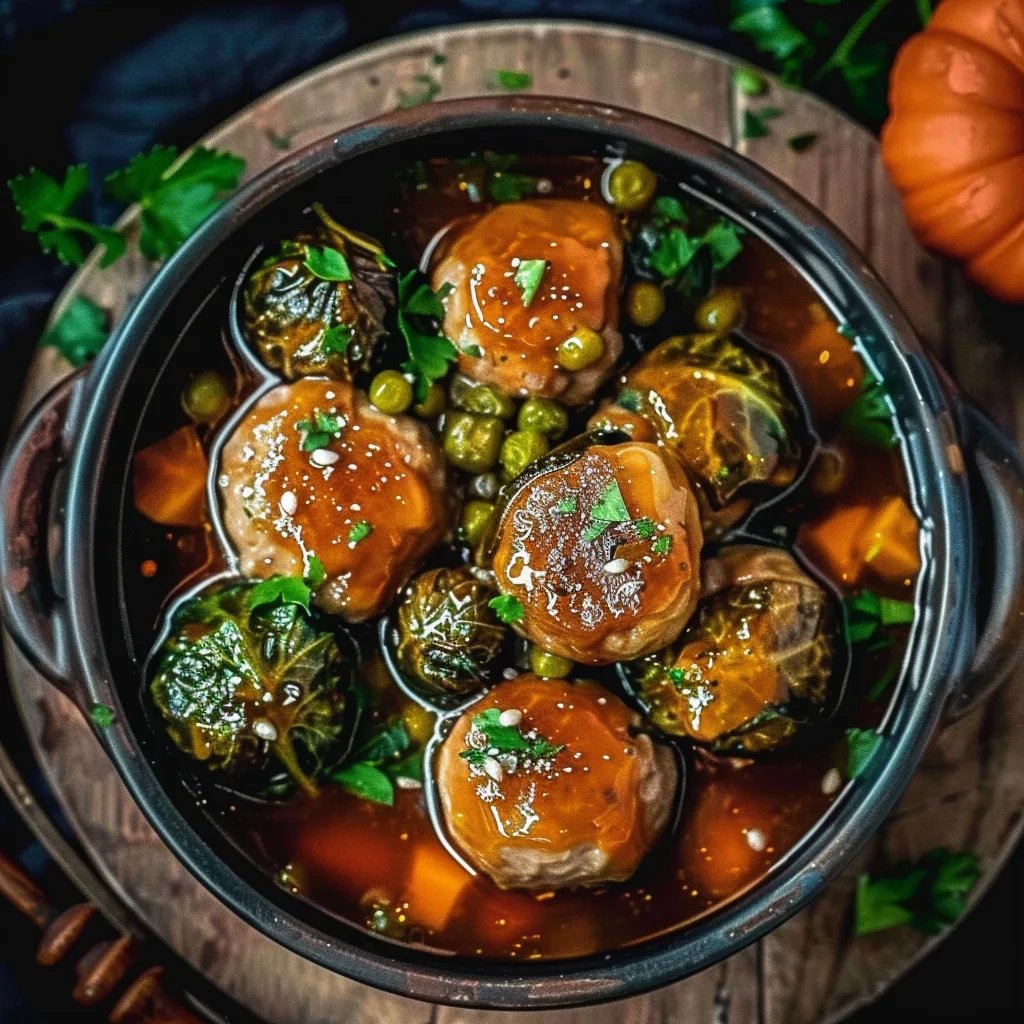 Rosenkohleintopf mit Hackbällchen