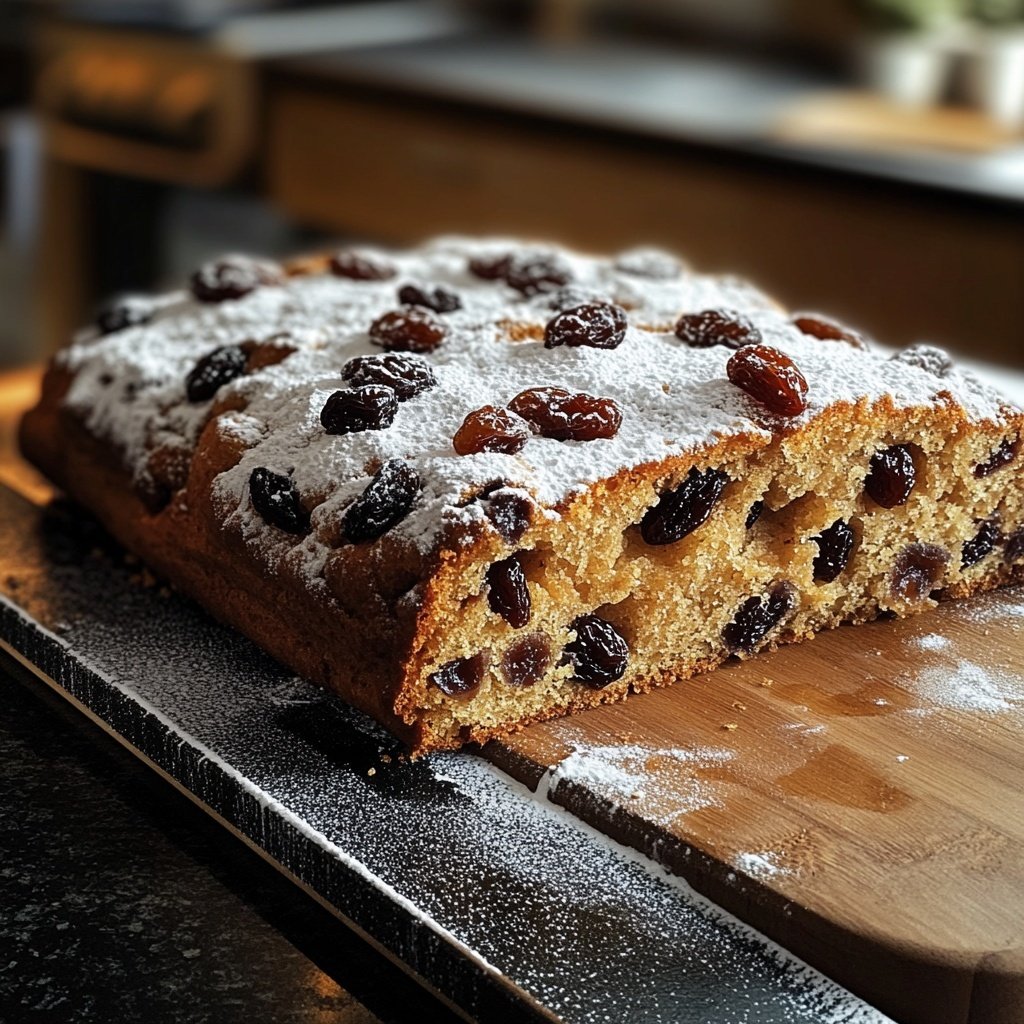 Saftiger Christstollen mit Rumrosinen