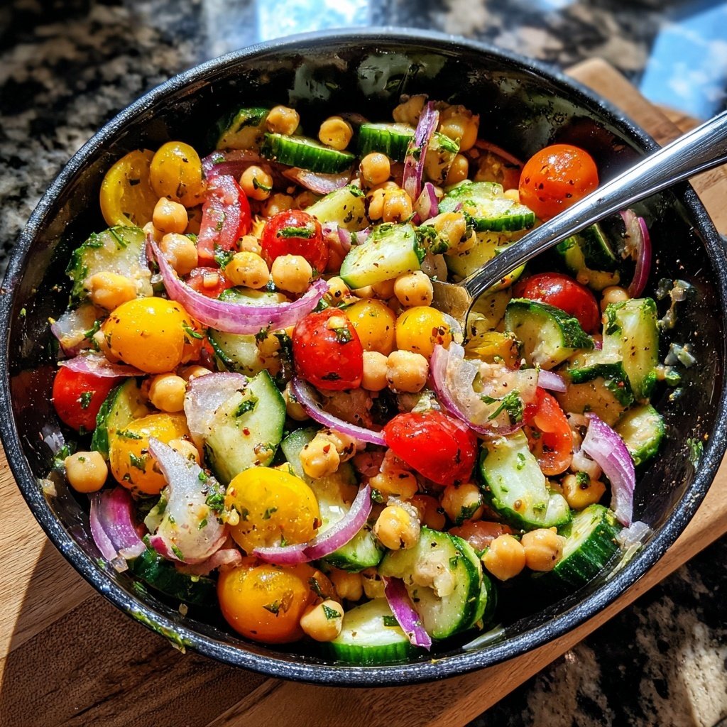 Knuspriger Gurke und Kichererbsen-Salat