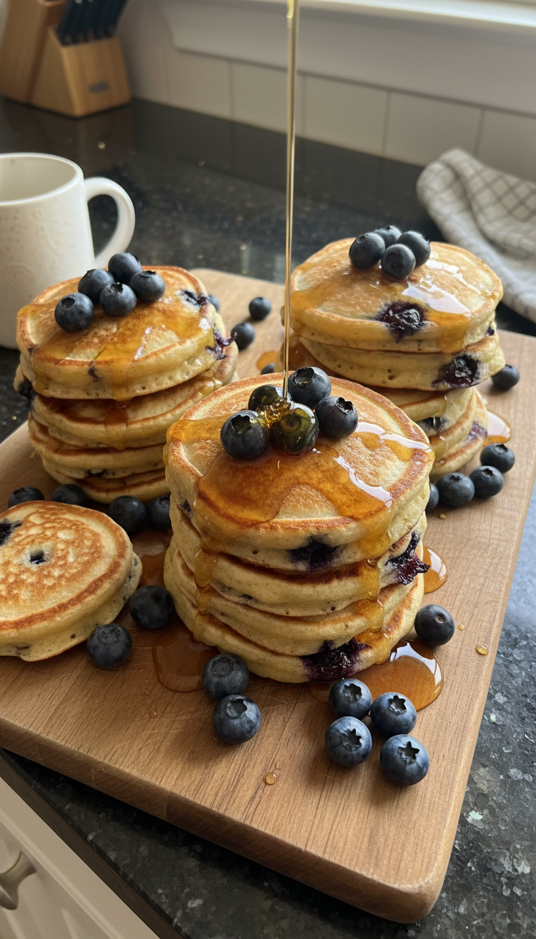 Sauerteig Heidelbeer Pfannkuchen Türme​