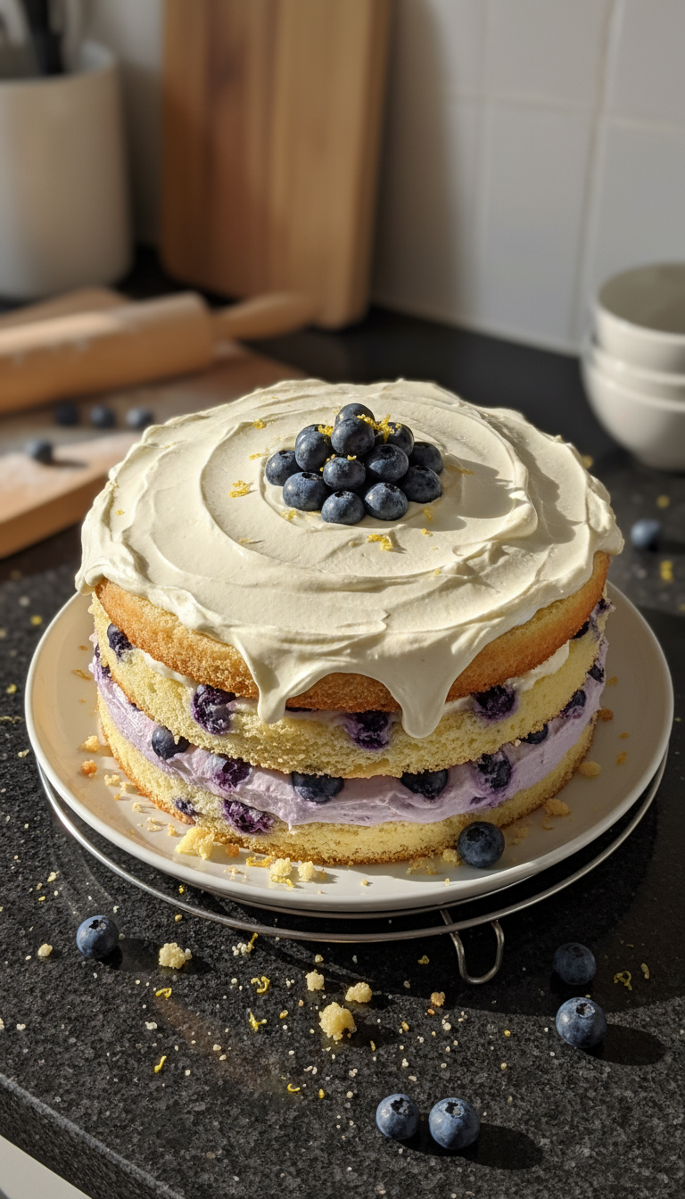 Erhabene Zitronen Heidelbeer Schichttorte​